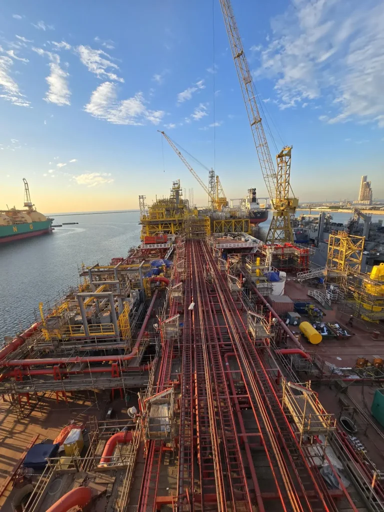 FPSO deck at sunset